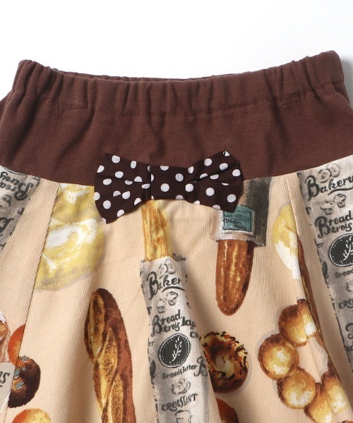 trois lapins kp（トロワラパンケーピー）の「ブレッド柄　スカパン(140-150cm)（スカート・キッズ・グリーン/ベージュ・150cm/140cm）」の3枚目の写真