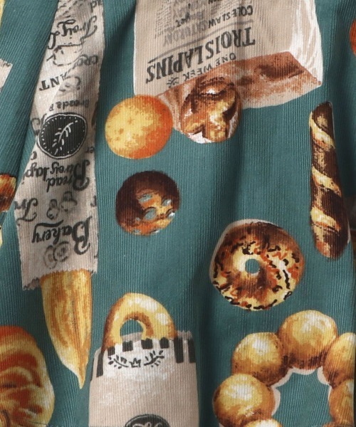 trois lapins kp（トロワラパンケーピー）の「ブレッド柄　スカパン(140-150cm)（スカート・キッズ・グリーン/ベージュ・150cm/140cm）」の7枚目の写真