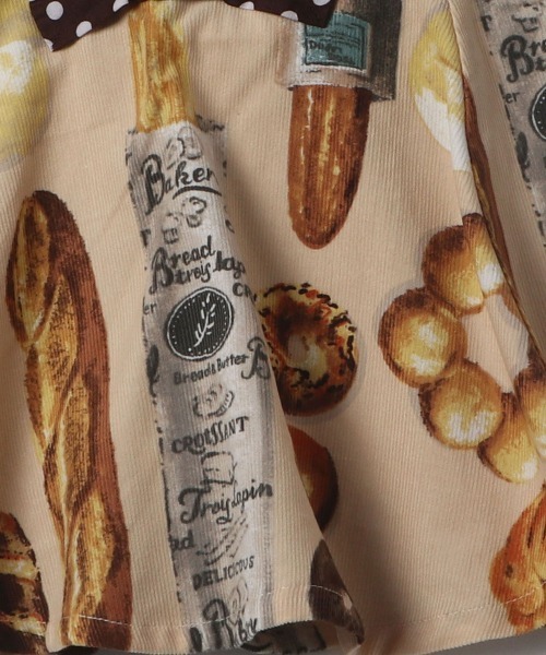 trois lapins kp（トロワラパンケーピー）の「ブレッド柄　スカパン(140-150cm)（スカート・キッズ・グリーン/ベージュ・150cm/140cm）」の4枚目の写真