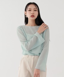 新品　willfully ドット ボートネックシースルートップス 新品 willfully ドット ボートネックシースルートップス