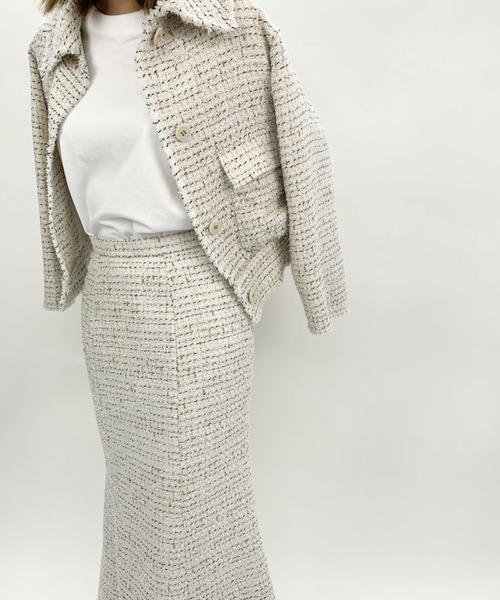 Verybrain(ベリーブレイン)の「very brain/VS-098 ツイードマーメイドSK(スカート・レディース・アイボリー・M)」の9枚目の写真