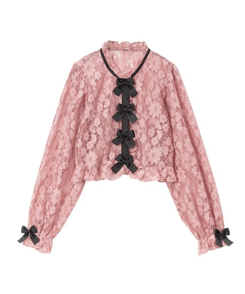 DearMyLove（ディアマイラブ）の「レースフリルカーディガントップス（カーディガン/ボレロ・レディース・アイボリー/ピンク/ブラック・MEDIUM/LARGE/X-LARGE/XX-LARGE）」の3枚目の写真