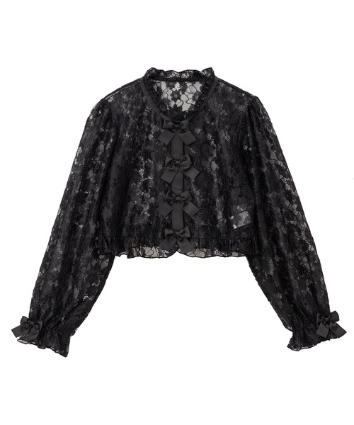 DearMyLove（ディアマイラブ）の「レースフリルカーディガントップス（カーディガン/ボレロ・レディース・アイボリー/ピンク/ブラック・MEDIUM/LARGE/X-LARGE/XX-LARGE）」の2枚目の写真