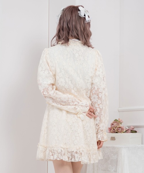 DearMyLove（ディアマイラブ）の「レースフリルカーディガントップス（カーディガン/ボレロ・レディース・アイボリー/ピンク/ブラック・MEDIUM/LARGE/X-LARGE/XX-LARGE）」の5枚目の写真