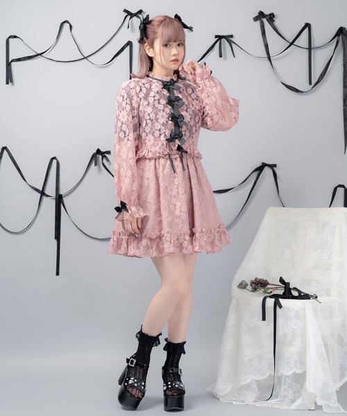 DearMyLove（ディアマイラブ）の「レースフリルカーディガントップス（カーディガン/ボレロ・レディース・アイボリー/ピンク/ブラック・MEDIUM/LARGE/X-LARGE/XX-LARGE）」の7枚目の写真