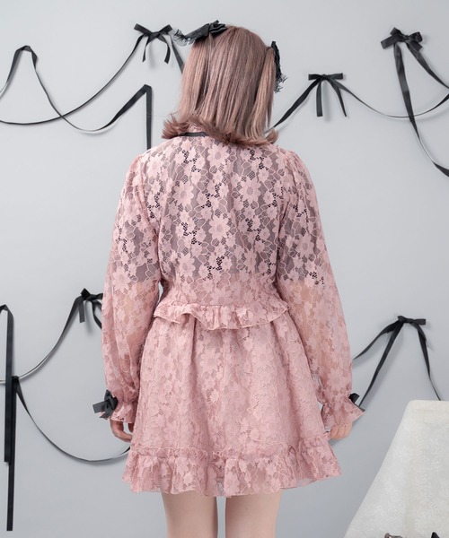 DearMyLove（ディアマイラブ）の「レースフリルカーディガントップス（カーディガン/ボレロ・レディース・アイボリー/ピンク/ブラック・MEDIUM/LARGE/X-LARGE/XX-LARGE）」の8枚目の写真