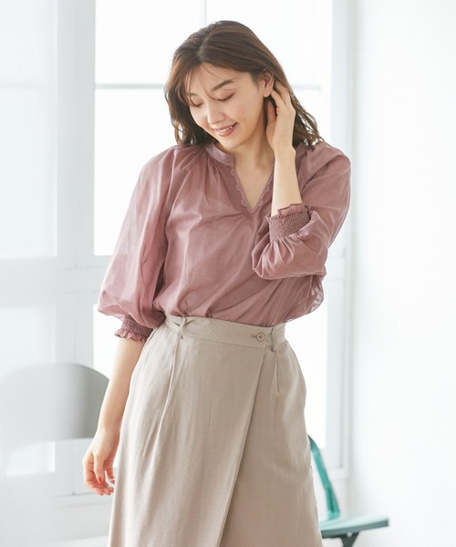 Rewde(ルゥデ)の「刺繍ボリュームスリーブブラウス(1R13-07146)(シャツ/ブラウス・レディース・チャコールグレー/ベージュ/モーブ系・M)」の7枚目の写真