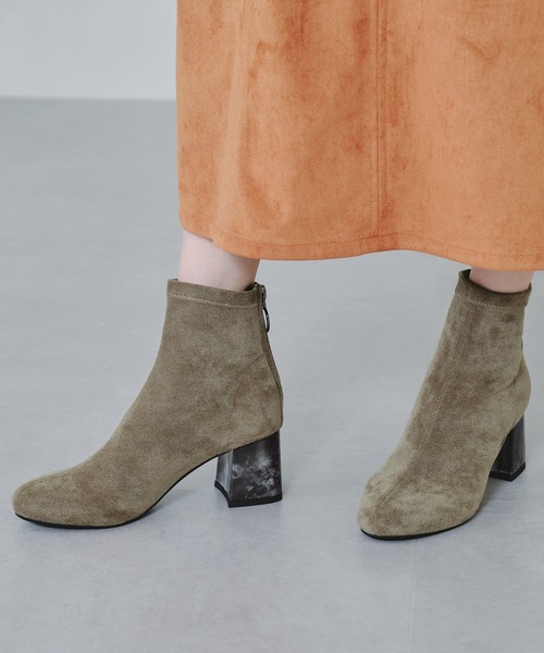 ORiental TRaffic(オリエンタルトラフィック)の「ストレッチ異素材ヒールブーツ/11411(ブーツ・レディース・ブラック/ブラウン/カーキ・LL/3L/S/M/L/SS)」の3枚目の写真