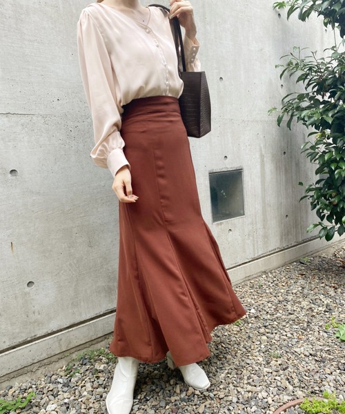 one after another NICE CLAUP(ワンアフターアナザーナイスクラップ)の「上品見え!プチプラ配色パイピンクブラウス【WEB限定色あり】(シャツ/ブラウス・レディース・ブラック/ブラウン/ピンク/アイボリー/ドット/ライトベージュ・FREE)」の13枚目の写真