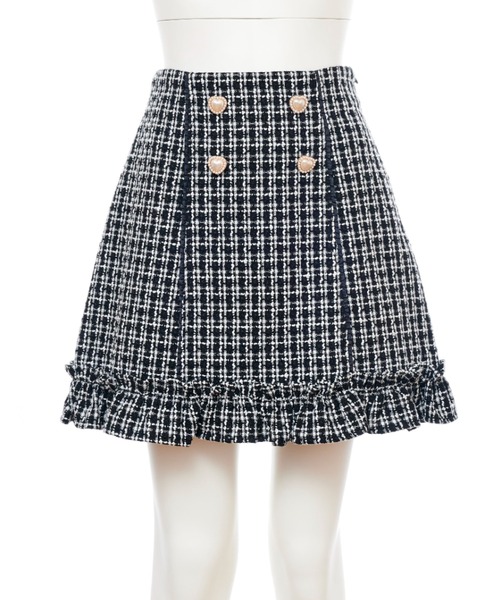 Secret Honey（シークレットハニー）の「ハートボタンツイード台形スカート（スカート・レディース・ブラック/ベージュ/オフホワイト・MEDIUM）」の17枚目の写真