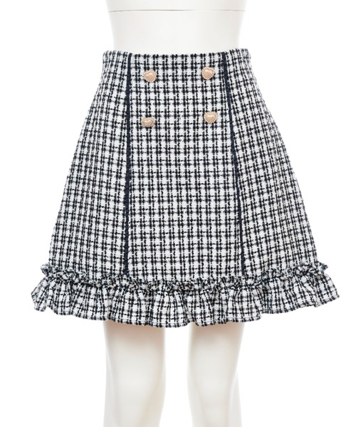 Secret Honey（シークレットハニー）の「ハートボタンツイード台形スカート（スカート・レディース・ブラック/ベージュ/オフホワイト・MEDIUM）」の19枚目の写真