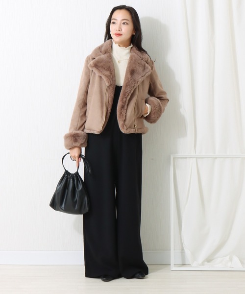 libelle more（リベル モア）の「スエードボンディングファー付きライダース（ライダースジャケット・レディース・ベージュ/グレー/ピンク/モカ・M/L）」の17枚目の写真