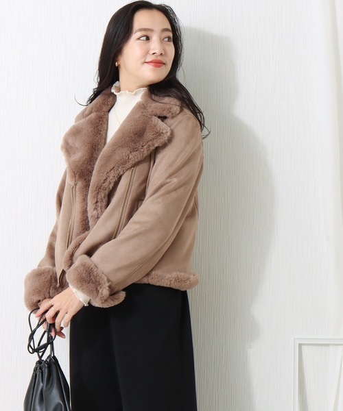 libelle more（リベル モア）の「スエードボンディングファー付きライダース（ライダースジャケット・レディース・ベージュ/グレー/ピンク/モカ・M/L）」の21枚目の写真