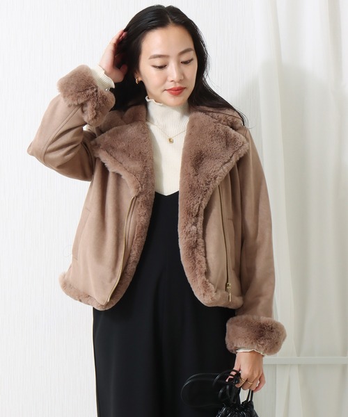 libelle more（リベル モア）の「スエードボンディングファー付きライダース（ライダースジャケット・レディース・ベージュ/グレー/ピンク/モカ・M/L）」の22枚目の写真