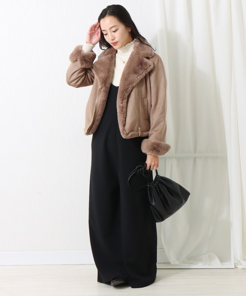 libelle more（リベル モア）の「スエードボンディングファー付きライダース（ライダースジャケット・レディース・ベージュ/グレー/ピンク/モカ・M/L）」の16枚目の写真