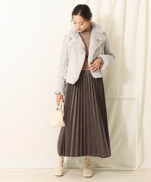 libelle more（リベル モア）の「スエードボンディングファー付きライダース（ライダースジャケット・レディース・ベージュ/グレー/ピンク/モカ・M/L）」の9枚目の写真