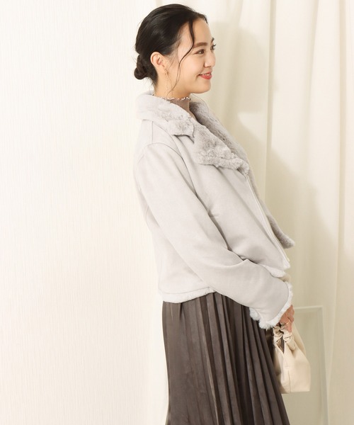 libelle more（リベル モア）の「スエードボンディングファー付きライダース（ライダースジャケット・レディース・ベージュ/グレー/ピンク/モカ・M/L）」の14枚目の写真