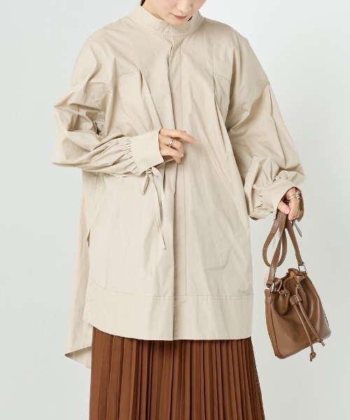 OMNES Supremo（オムネス　スプレモ）の「タイプライター袖リボンビッグシャツ（シャツ/ブラウス・レディース・ホワイト/ブラック/ブラウン/モカ/ベージュ・FREE）」の5枚目の写真