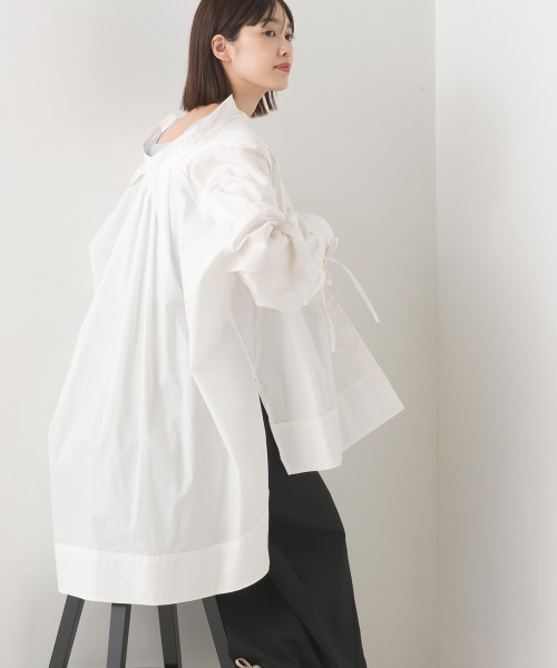 タイプライター袖リボンビッグシャツ（シャツ/ブラウス）｜OMNES