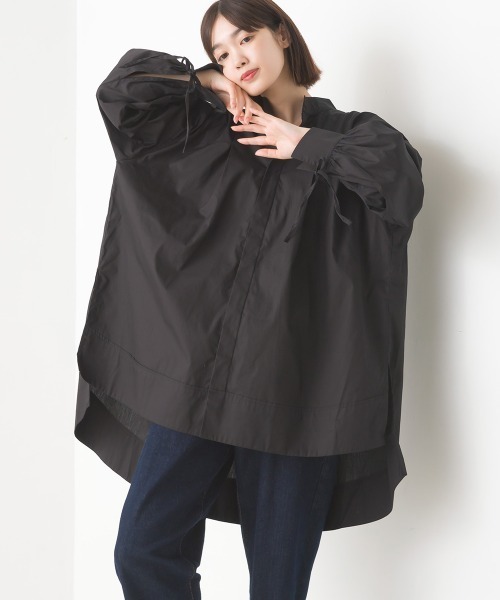 OMNES Supremo（オムネス　スプレモ）の「タイプライター袖リボンビッグシャツ（シャツ/ブラウス・レディース・ホワイト/ブラック/ブラウン/モカ/ベージュ・FREE）」の13枚目の写真