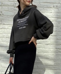 one after another NICE CLAUP | 刺繍ロゴ裏毛ショートパーカー(Tシャツ/カットソー)