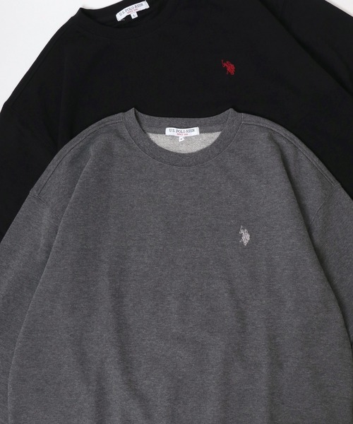 U.S. POLO ASSN.（ユーエスポロアッスン）の「U.S. POLO ASSN./ユーエスポロアッスン 別注 オーバーサイズ 裏毛 ロゴ ワンポイント刺繍 スウェット トレーナー/長袖 トップス プルオーバー/レディース メンズ（スウェット・メンズ・ホワイト/ブラック/ネイビー/サックスブルー/ダークグリーン/ベージュ/グレー/グリーン/オートミール/チャコールグレー・LL/M/L）」の4枚目の写真