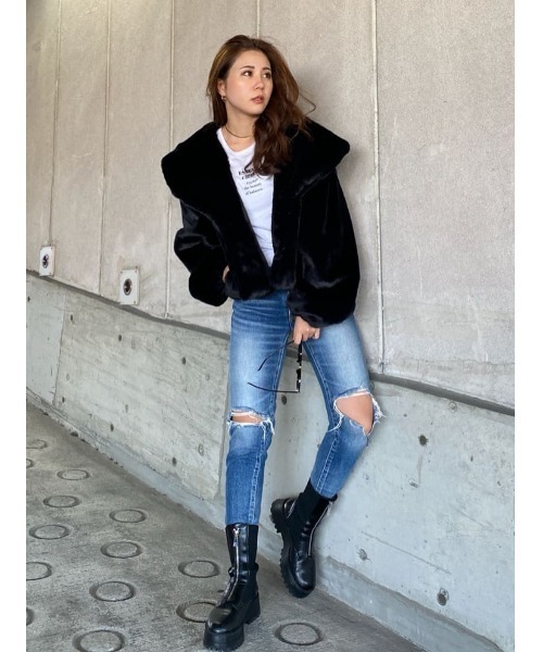 EGOIST(エゴイスト)の「BIGカラーエコファーブルゾンⅡ(ブルゾン・レディース・ブラック・FREE)」の15枚目の写真