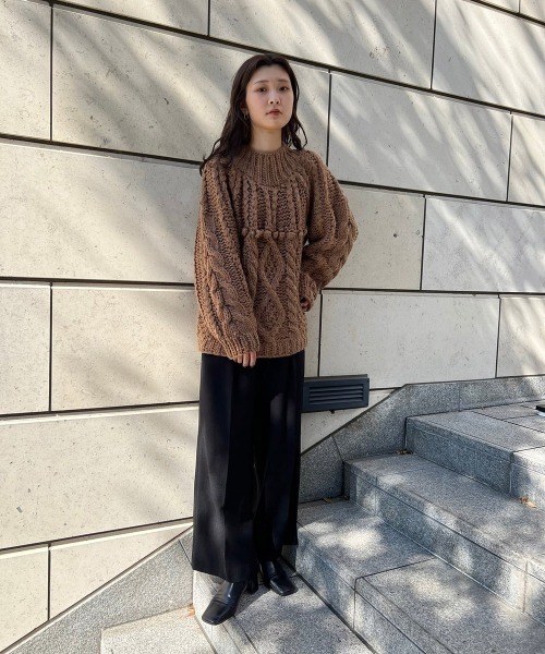 I_am（アイアム）の「handmade pattern knit（ニット/セーター・レディース・オフホワイト/キャメル/グレイッシュベージュ・FREE）」の9枚目の写真