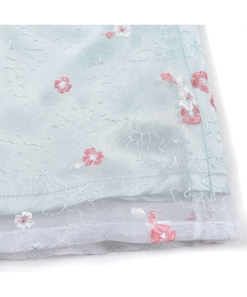 BeBe（ベベ）の「BeBe/日本製フォーマルカバリエレ・アズーロオーガンジー花柄刺繍ワンピース(110~130cm)（ドレス・キッズ・ピンク系その他/グリーン系その他・110/130/120）」の7枚目の写真