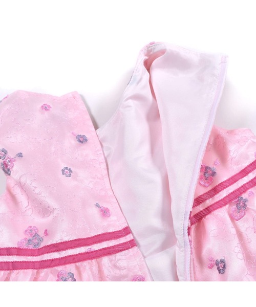 BeBe（ベベ）の「BeBe/日本製フォーマルカバリエレ・アズーロオーガンジー花柄刺繍ワンピース(110~130cm)（ドレス・キッズ・ピンク系その他/グリーン系その他・110/130/120）」の5枚目の写真