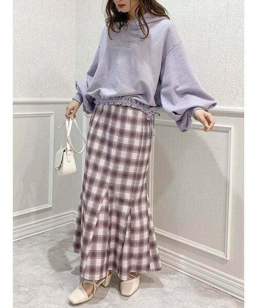 dazzlin（ダズリン）の「freesiaボリュームタックスリーブパーカー（パーカー・レディース・パープル/オフホワイト/グリーン・FREE）」の7枚目の写真