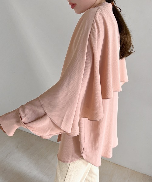 Bab（バブ）の「ラッフルスリーブブラウス（シャツ/ブラウス・レディース・ピンク/アイボリー/グリーン・M）」の3枚目の写真