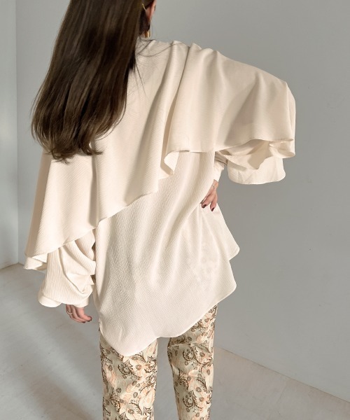 Bab（バブ）の「ラッフルスリーブブラウス（シャツ/ブラウス・レディース・ピンク/アイボリー/グリーン・M）」の14枚目の写真