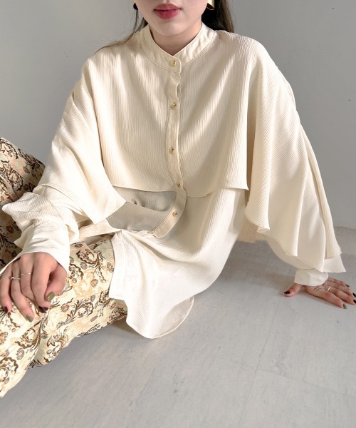 Bab（バブ）の「ラッフルスリーブブラウス（シャツ/ブラウス・レディース・ピンク/アイボリー/グリーン・M）」の16枚目の写真