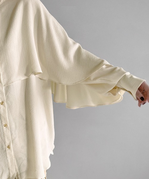 Bab（バブ）の「ラッフルスリーブブラウス（シャツ/ブラウス・レディース・ピンク/アイボリー/グリーン・M）」の18枚目の写真