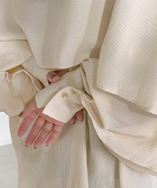 Bab（バブ）の「ラッフルスリーブブラウス（シャツ/ブラウス・レディース・ピンク/アイボリー/グリーン・M）」の19枚目の写真