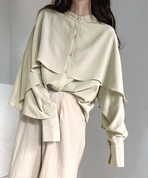 Bab（バブ）の「ラッフルスリーブブラウス（シャツ/ブラウス・レディース・ピンク/アイボリー/グリーン・M）」の4枚目の写真