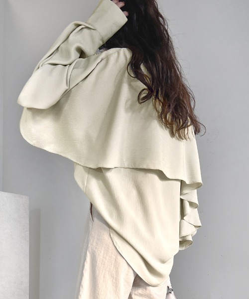 Bab（バブ）の「ラッフルスリーブブラウス（シャツ/ブラウス・レディース・ピンク/アイボリー/グリーン・M）」の7枚目の写真