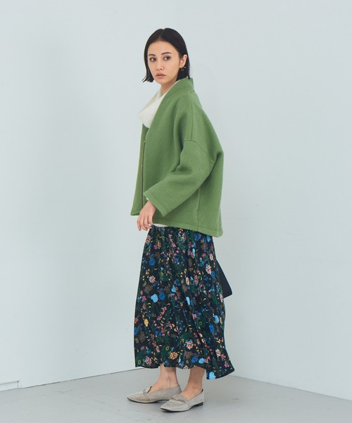 Abahouse Devinette（ドゥヴィネット）の「【BRAHMIN】イタリアンニードルシャギーブルゾン（トレンチコート・レディース・グレー/グリーン・フリー）」の6枚目の写真