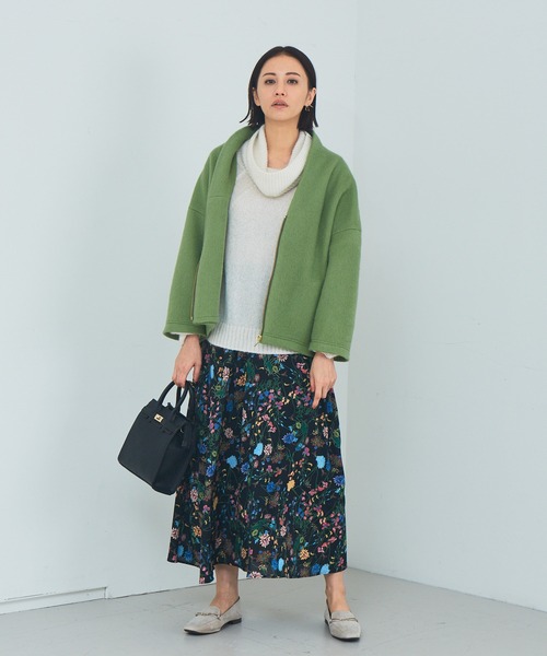 Abahouse Devinette（ドゥヴィネット）の「【BRAHMIN】イタリアンニードルシャギーブルゾン（トレンチコート・レディース・グレー/グリーン・フリー）」の7枚目の写真