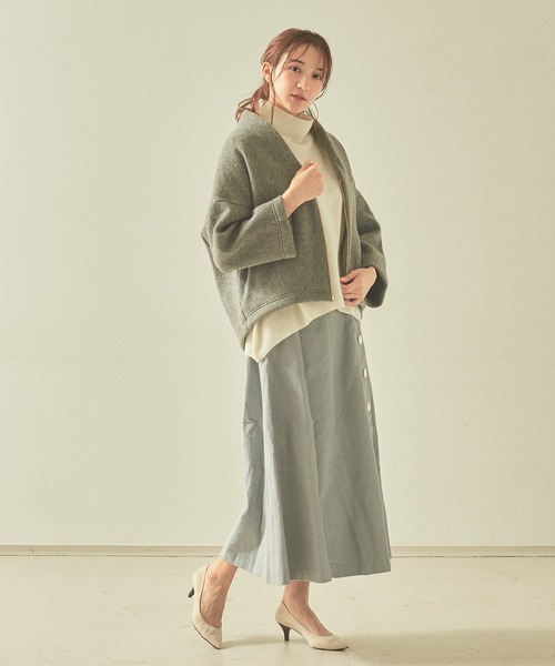 Abahouse Devinette（ドゥヴィネット）の「【BRAHMIN】イタリアンニードルシャギーブルゾン（トレンチコート・レディース・グレー/グリーン・フリー）」の8枚目の写真