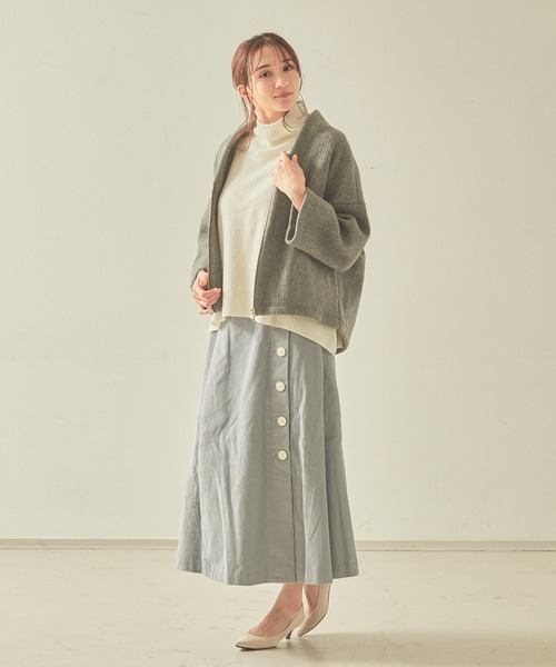 Abahouse Devinette（ドゥヴィネット）の「【BRAHMIN】イタリアンニードルシャギーブルゾン（トレンチコート・レディース・グレー/グリーン・フリー）」の9枚目の写真