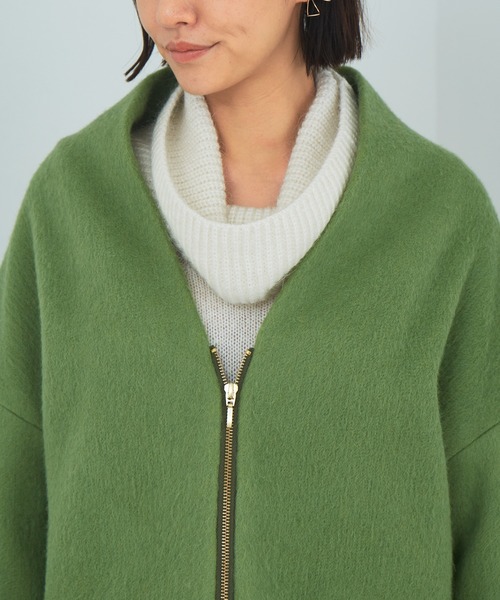 Abahouse Devinette（ドゥヴィネット）の「【BRAHMIN】イタリアンニードルシャギーブルゾン（トレンチコート・レディース・グレー/グリーン・フリー）」の13枚目の写真