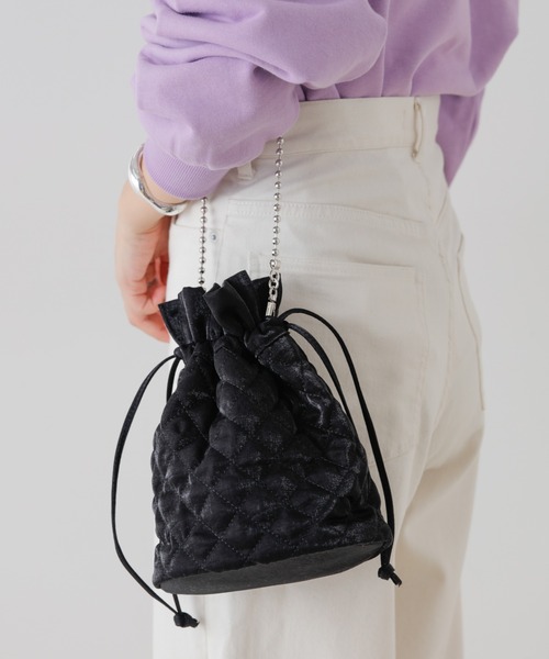 CIAOPANIC TYPY（チャオパニックティピー）の「キルティング巾着ショルダー（ショルダーバッグ・レディース・スカイブルー/ブラック/パープル/イエロー・ONE SIZE）」の5枚目の写真
