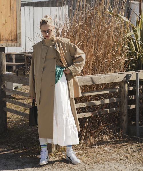 forksy.（フォルクシー）の「【forksy.】コットンピンタックピコレース付きティアードスカート（スカート・レディース・ブラック/オフホワイト/レッド・FREE）」の8枚目の写真