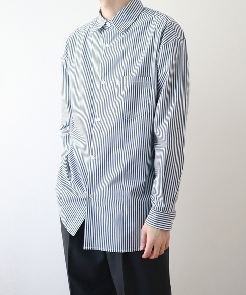 y/m(イム)の「ストライプシャツ(シャツ/ブラウス・メンズ・ライトブルー/ネイビー・MEDIUM/LARGE)」の7枚目の写真