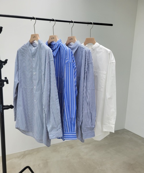 y/m(イム)の「ストライプシャツ(シャツ/ブラウス・メンズ・ライトブルー/ネイビー・MEDIUM/LARGE)」の13枚目の写真