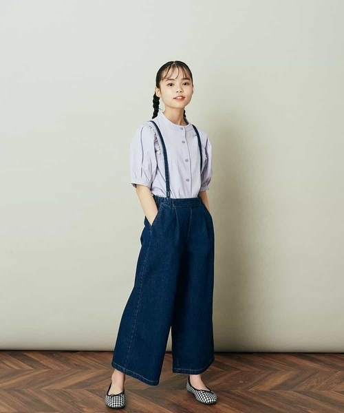 a.v.v（アーヴェヴェ）の「[140-150]サスペンダー付きワイドパンツ（その他パンツ・キッズ・ベージュ/ミント/ブルー・150/140）」の20枚目の写真