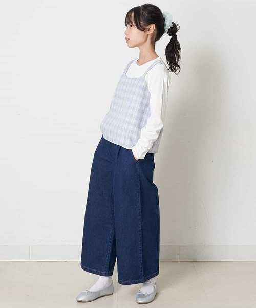 a.v.v（アーヴェヴェ）の「[140-150]サスペンダー付きワイドパンツ（その他パンツ・キッズ・ベージュ/ミント/ブルー・150/140）」の8枚目の写真