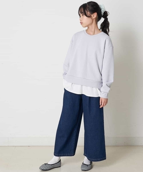 a.v.v（アーヴェヴェ）の「[140-150]サスペンダー付きワイドパンツ（その他パンツ・キッズ・ベージュ/ミント/ブルー・150/140）」の5枚目の写真